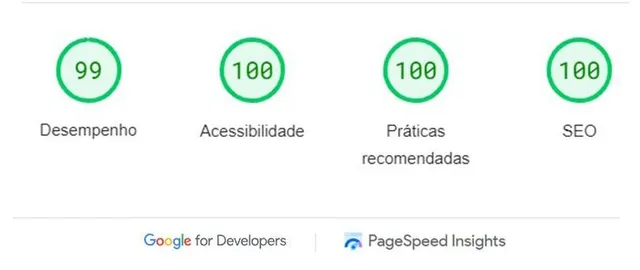 Print de Nota Boa no Page Speed na Otimização para o Google.